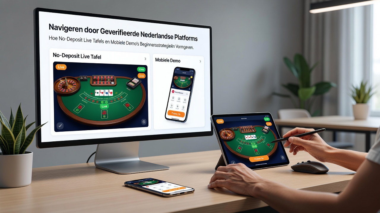 Mobiele demo-interface met live dealer op een Nederlandse gokapp